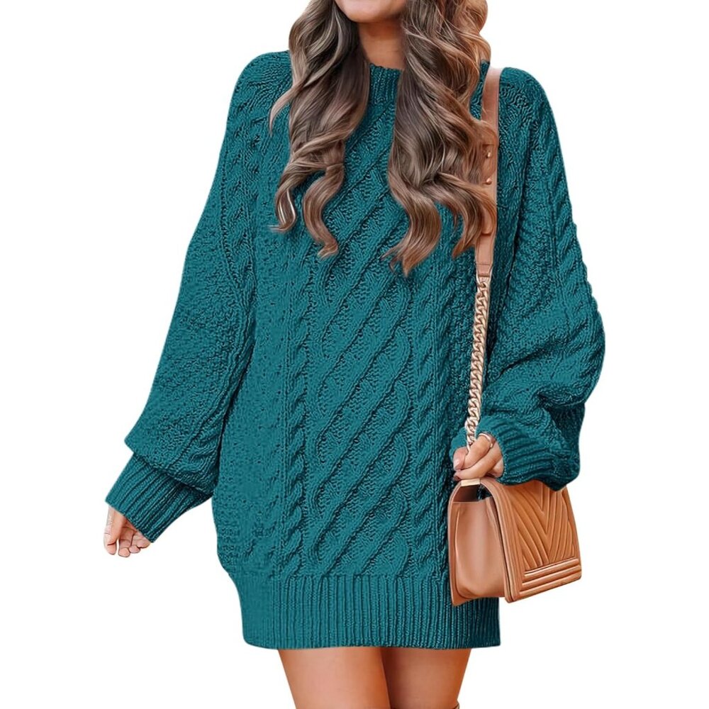 Women Oversized Cable Knit Sweater Opal Chunky Long Sleeve Fall Winter Outfit
